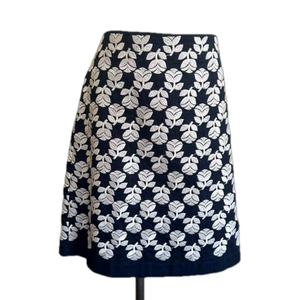 Boden Floral  Embroidered Lined A-Line Skirt w/ Pockets Sz 10R